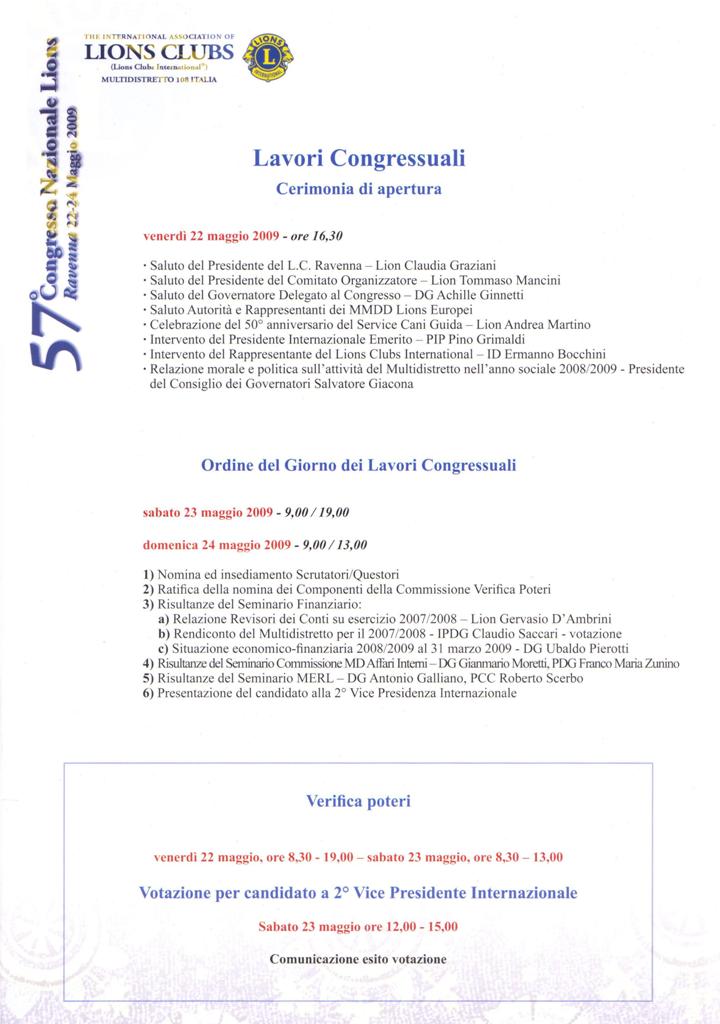 Congresso Nazionale Programma Lavori parte 1