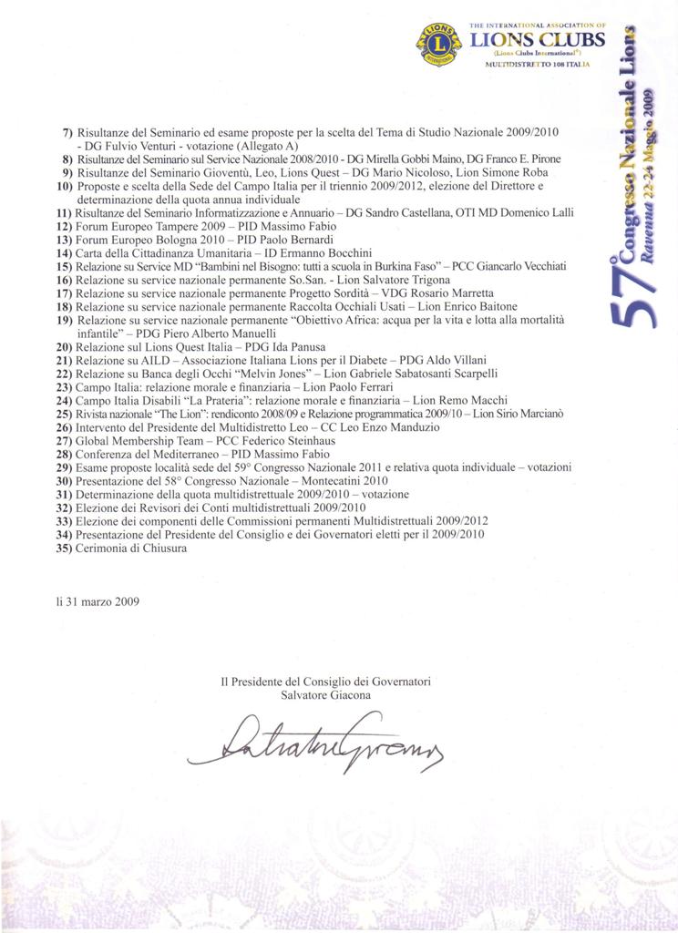 Congresso Nazionale Programma Lavori parte 2