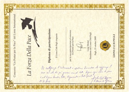 Diploma con dedica del cardinale