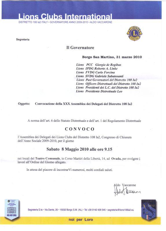 Lettera Convocazione