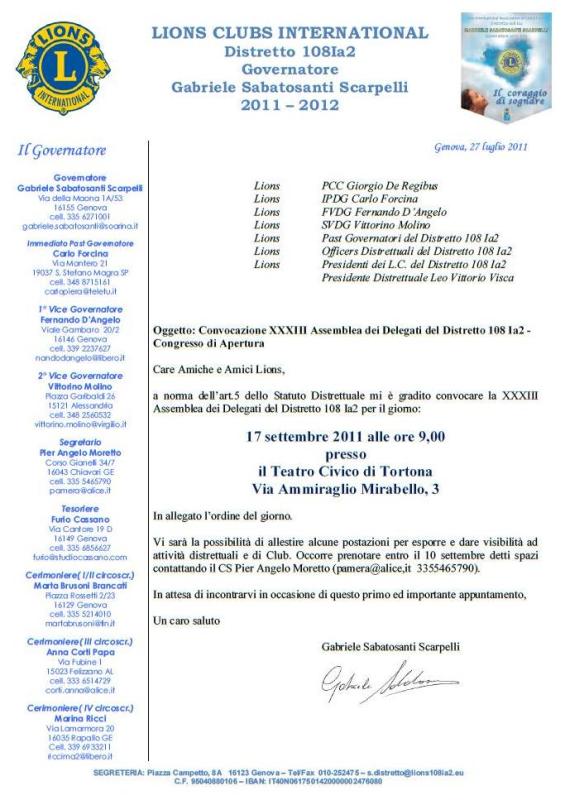 Lettera di Convocazione