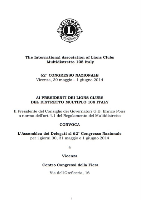 Convocazione Congresso Nazionale