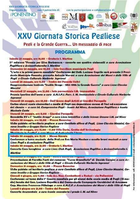 Locandina XXV Giornata Storica Pegliese