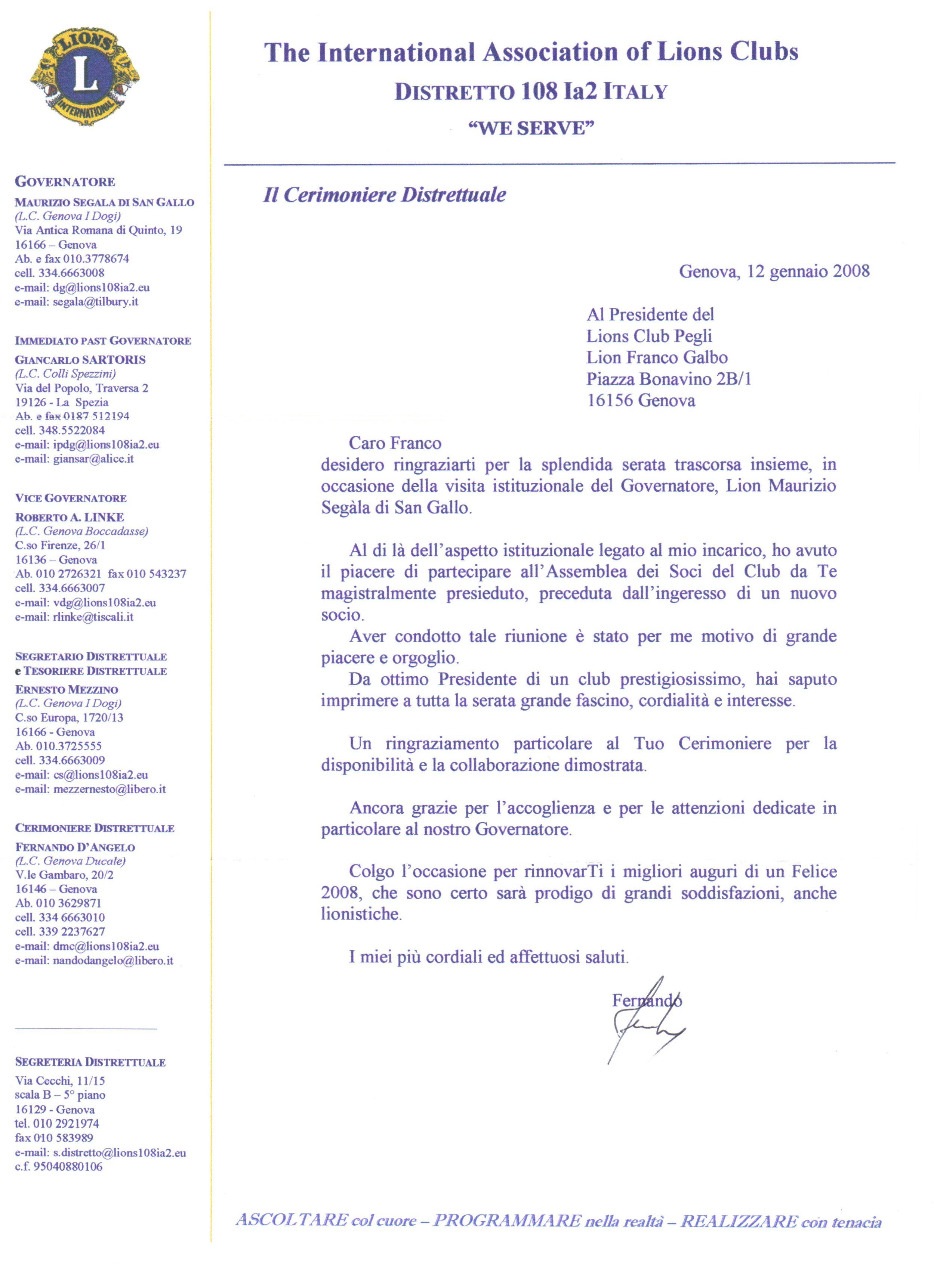 Lettera Cerimoniere